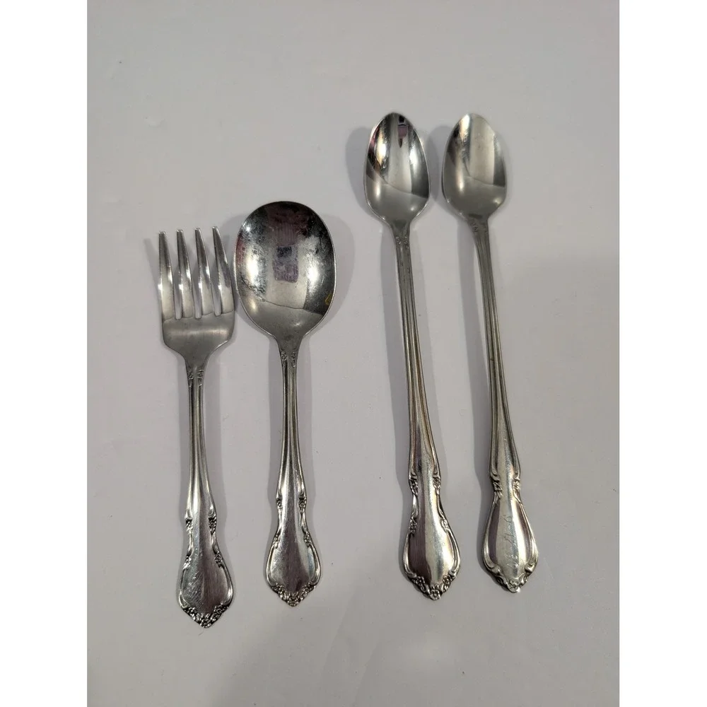 Oneida Chateau Toddletime Stainless Flatware Set Kids Fork Feeding Spoons 4pc
